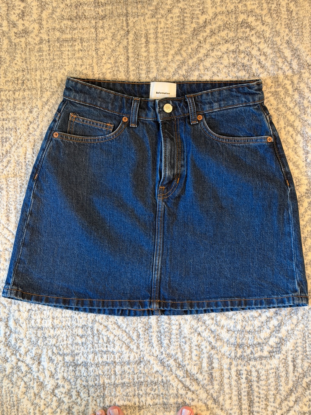 Reformation Dark Blue Denim Mini Skirt